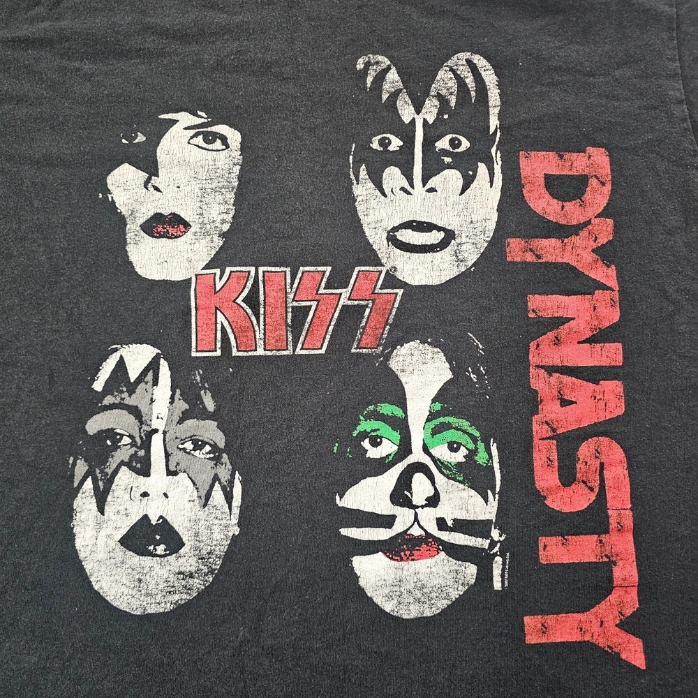KISS Dynasty 1979 Tour Black Short Sleeve Cotton T-Shirt Men's L
